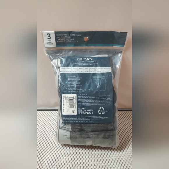 Men's Size 3XL (48-50") Classic Length Boxer Briefs 3 Pack Gildan - Picture 3 of 3